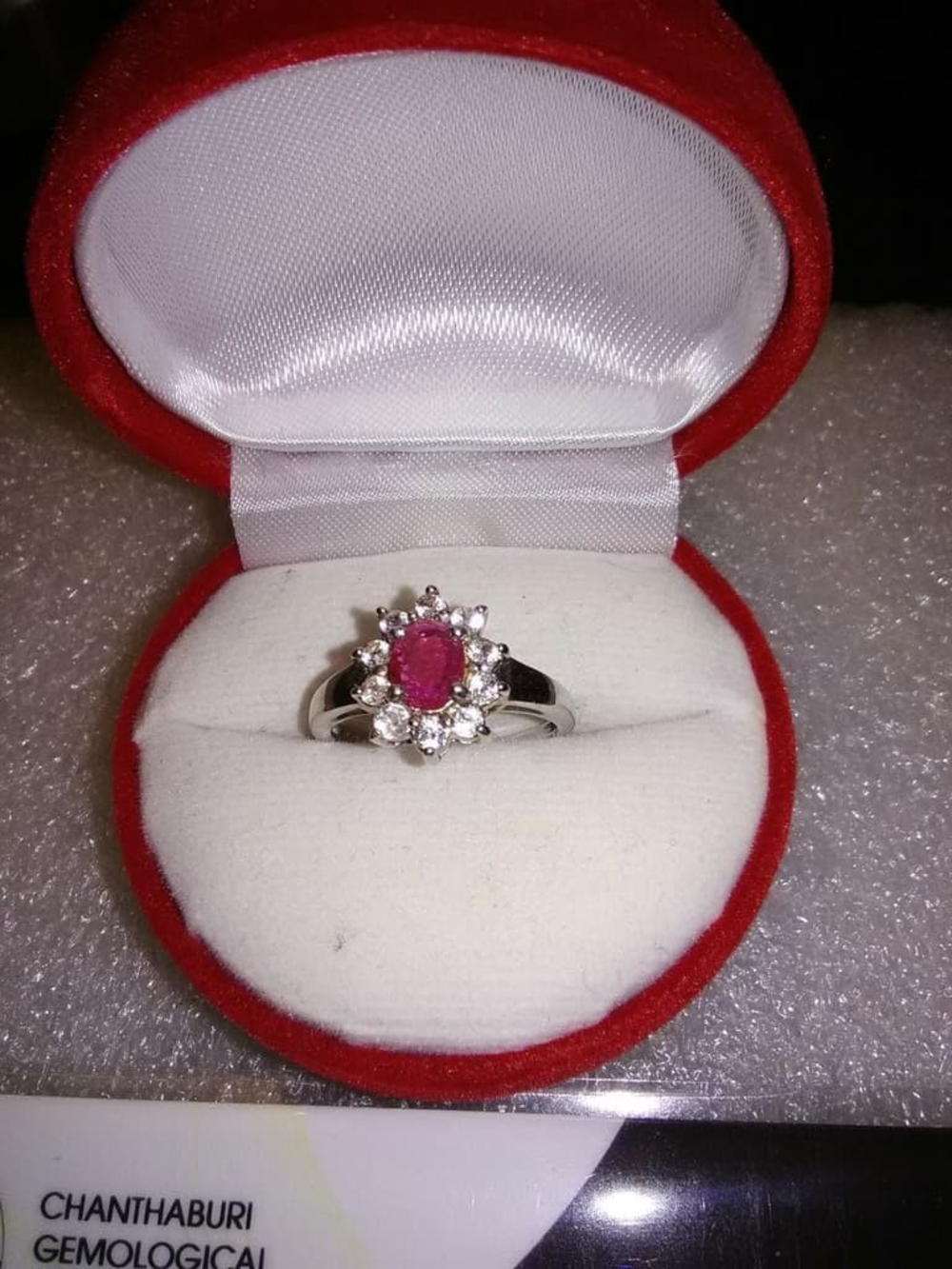 Lab Certified Sterling Silver No Heat Ruby & White Topaz Ring Size 6